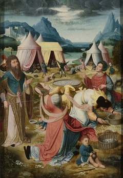 Gathering of Manna (inner, right wing of a triptych) by Unknown Artist