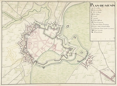 Getekende plattegrond van Menen, 1688 by Unknown Artist