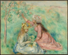 Girls Picking Flowers in a Meadow by Auguste Renoir