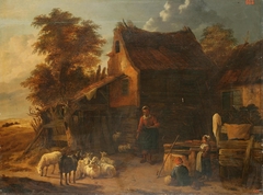 Herd of Sheep near a Peasant House by Jan Baptist Wolfaerts