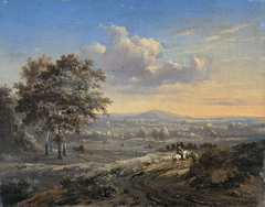 Hilly landscape with a rider on a country road by Jan Wijnants