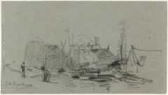 Huizen aan het water by George Hendrik Breitner