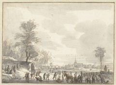 IJsvermaak op een stadssingel by Roelant Roghman