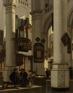 Interior of a Protestant, Gothic Church, with a Gravedigger in the Choir by Emanuel de Witte