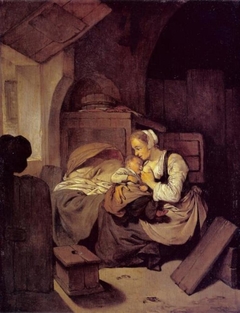 Interior with Nursing Mother by Cornelis Pietersz Bega