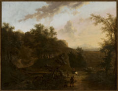 Italian landscape with a falconer. by Frederik de Moucheron