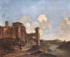 Italian Landscape with Santi Giovanni e Paolo in Rome by Jan Asselijn