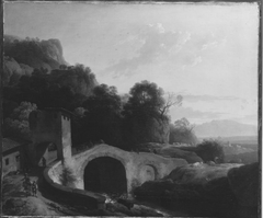 Italienische Landschaft mit Bogenbrücke by Christian Wilhelm Ernst Dietrich