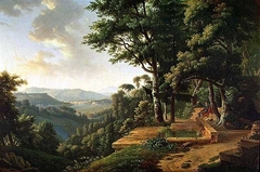 Jean-Jacques Rousseau dans le parc de Rochecardon by Alexandre-Hyacinthe Dunouy