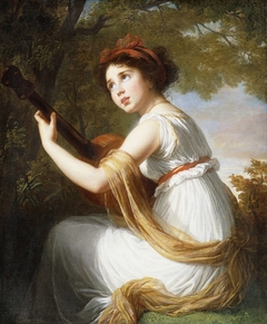 Julie Le Brun jouant de la guitare by Elisabeth Louise Vigée Le Brun