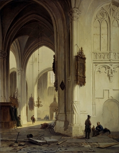 Kerkinterieur by Bartholomeus Johannes van Hove