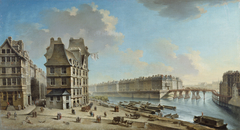 La Grève, l'Ile Saint-Louis et le Pont Rouge, vus de la place de la Grève by Nicolas-Jean-Baptiste Raguenet