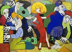 Lady in Red with Her Jazz Band by Ta Byrne