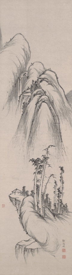 Landscape in the Manner of Ni Zan by Aoki Shukuya