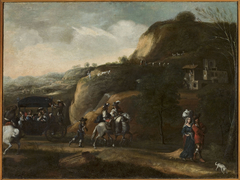 Landscape with a carriage by Frederik de Moucheron