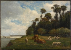 Landscape with Cows and Sheep by Joseph Foxcroft Cole