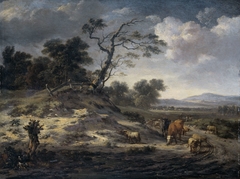 Landscape with Cows on a Country Road by Jan Wijnants