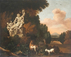 Landscape with Goats and a Statue of Laocoön by Abraham Begeyn