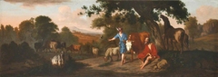 Landscape with Mercury and Battus and Animals by Dirck van der Bergen