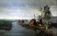 Landscape with rafts by Hans Peter Feddersen