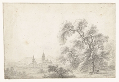 Landschap met jager en in de verte een stad by Gilles Neyts