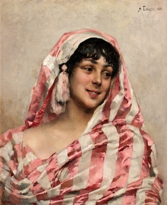 Laughing model with a Cloth by Albert Edelfelt