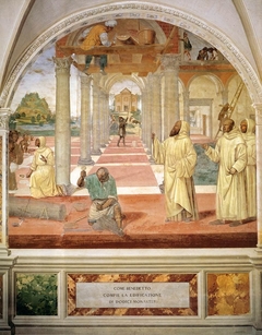 Life of St Benedict, Scene 11: Benedict Founds Twelve Monasteries by Il Sodoma