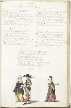 Lopende heer en dame en afgewende dame by Gesina ter Borch