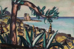 Meerlandschaft mit Agaven und altem Schloss by Max Beckmann