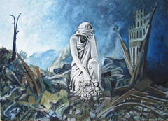 ‘Monument at Ground Zero’, (2007), oil on linen, 140 x 100 cm. by john albert walker