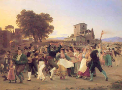 October Festival evening outside the walls of Rome by Wilhelm Marstrand