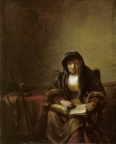 Old woman with a book by Abraham van Dijck