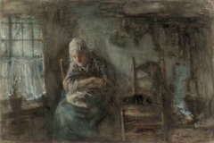 Oude vissersvrouw by Jozef Israëls