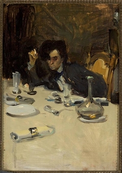 Painter Roman Laskowski at the table, sketch by Konrad Krzyżanowski