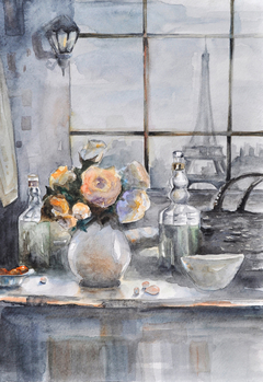 Paris, watercolor. Free copy. by Anna Orion