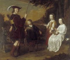 Pieter Coenen (1586-1637) en zijn kinderen Johan, Catharina en Geertuyd by Salomon Koninck