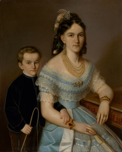 Portrait of Ludmila Zmeškalová, née Pongráczová, with son Jozef by Peter Michal Bohúň