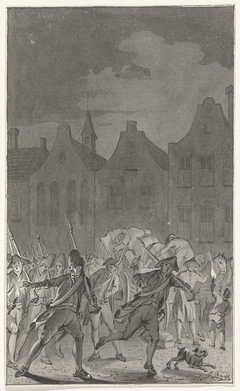 Pruisische troepen op de Neude te Utrecht bij het verlaten van de stad, 16 september 1787 by Jacobus Buys