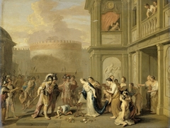 Queen Cleophis Offers Alexander the Great Wine after Conquering Massaga by Gerard Hoet I