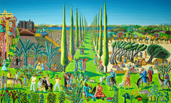 raphael perez after reuven rubin  naive art paintings landscape artworks painting by israeli painter raphael perez by Raphael Perez