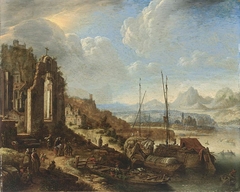 Rhenish River Landscape Capriccio by Herman Saftleven