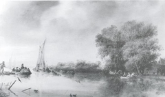 River Landscape with Boats by Salomon van Ruysdael