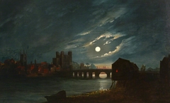 Rochester Castle and Bridge by Moonlight by Anonymous