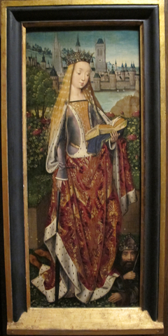 Saint Catherine of Alexandria, with the Defeated Emperor by Master of the Legend of Saint Lucy