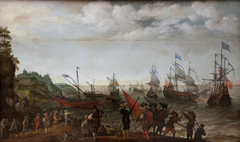 Sea Battle between Dutch and British ships in 1623 by Adam Willaerts