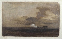 Seascape with Burning Hulk by J. M. W. Turner