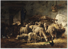 Sheep in a Barn by Charles Jacque