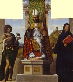 St Lanfranc enthroned between St John the Baptist and St Liberius by Cima da Conegliano