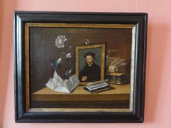 Stillleben mit Lucas Cranachs Melanchthon-Portraitbildnis by Sebastian Stoskopff