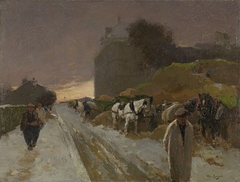 Straat in Montmartre, Parijs, bij winter by Willem de Zwart